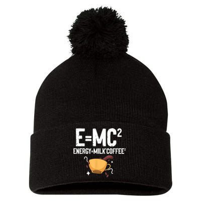 E=MC2 Energy Milk Coffee Funny Chemistry Science Pom Pom 12in Knit Beanie