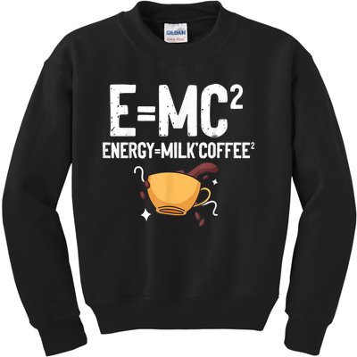 E=MC2 Energy Milk Coffee Funny Chemistry Science Kids Sweatshirt