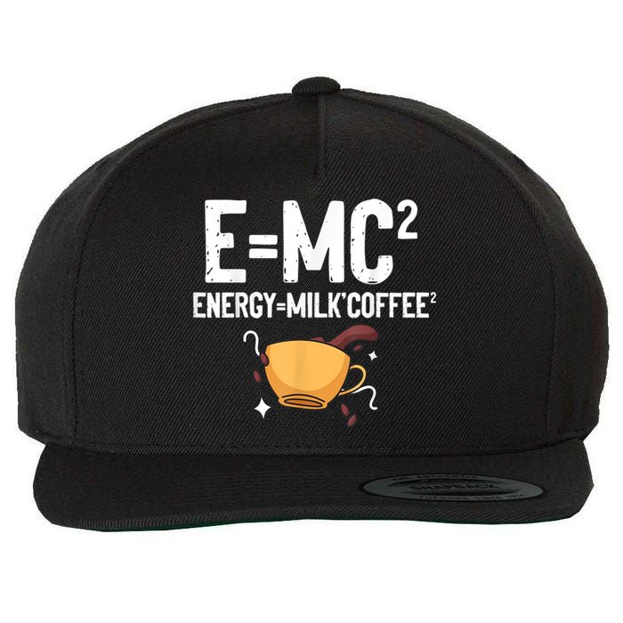 E=MC2 Energy Milk Coffee Funny Chemistry Science Wool Snapback Cap