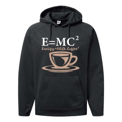 Energy Equals Milk Coffee E= MC2 SCIENCE Performance Fleece Hoodie