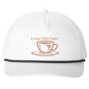 Energy Equals Milk Coffee E= MC2 SCIENCE Snapback Five-Panel Rope Hat