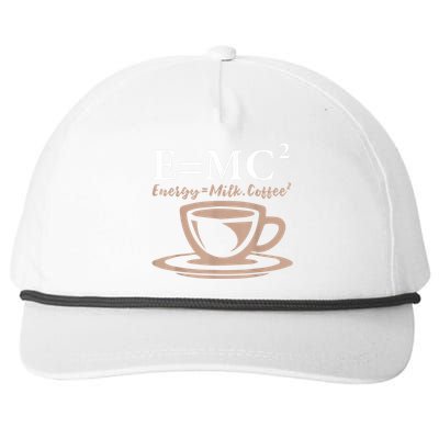 Energy Equals Milk Coffee E= MC2 SCIENCE Snapback Five-Panel Rope Hat