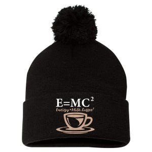 Energy Equals Milk Coffee E= MC2 SCIENCE Pom Pom 12in Knit Beanie