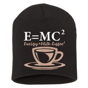 Energy Equals Milk Coffee E= MC2 SCIENCE Short Acrylic Beanie