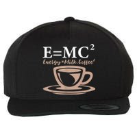 Energy Equals Milk Coffee E= MC2 SCIENCE Wool Snapback Cap