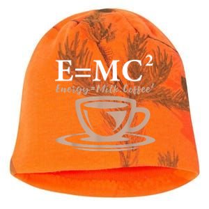 Energy Equals Milk Coffee E= MC2 SCIENCE Kati - Camo Knit Beanie