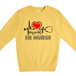 Essential Er Nurse Heartbeat Er Nurse Gift Premium Crewneck Sweatshirt