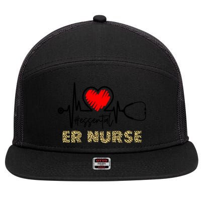 Essential Er Nurse Heartbeat Er Nurse Gift 7 Panel Mesh Trucker Snapback Hat