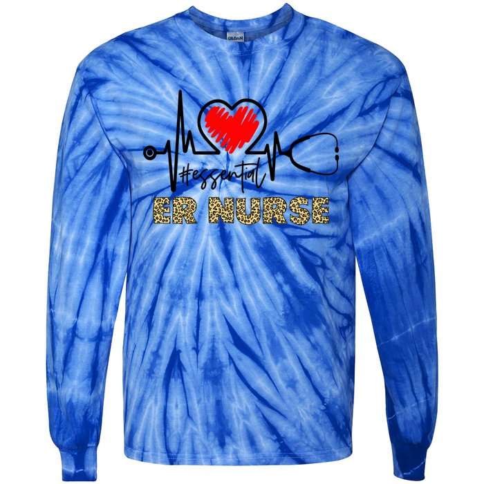 Essential Er Nurse Heartbeat Er Nurse Gift Tie-Dye Long Sleeve Shirt