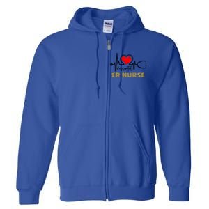 Essential Er Nurse Heartbeat Er Nurse Gift Full Zip Hoodie