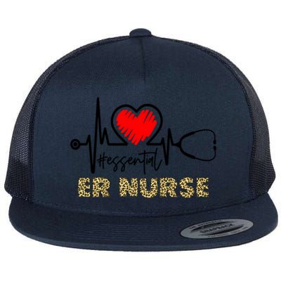 Essential Er Nurse Heartbeat Er Nurse Gift Flat Bill Trucker Hat