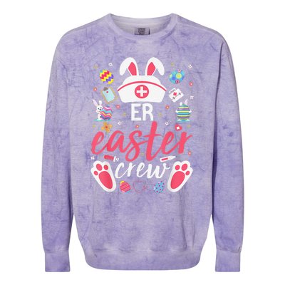 ER Easter Nurse Crew Easter Day Emergency Room Nurses Bunny Colorblast Crewneck Sweatshirt