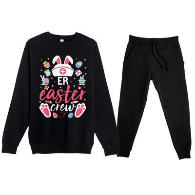 ER Easter Nurse Crew Easter Day Emergency Room Nurses Bunny Premium Crewneck Sweatsuit Set