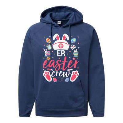 ER Easter Nurse Crew Easter Day Emergency Room Nurses Bunny Performance Fleece Hoodie