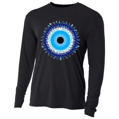 Evil Eye Nazar Protect From Evil Greek Turkish Graphic Cooling Performance Long Sleeve Crew