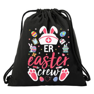 ER Easter Nurse Crew Easter Day Emergency Room Nurses Bunny Drawstring Bag