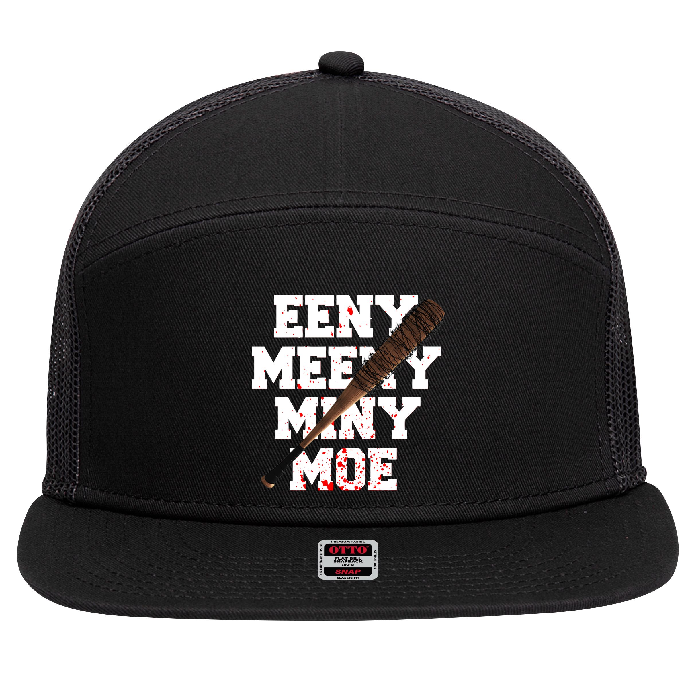 Eeny Meeny Miny Moe Neagan Zombie Killing Walkers Bloody Bat 7 Panel Mesh Trucker Snapback Hat