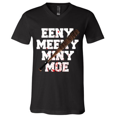 Eeny Meeny Miny Moe Neagan Zombie Killing Walkers Bloody Bat V-Neck T-Shirt
