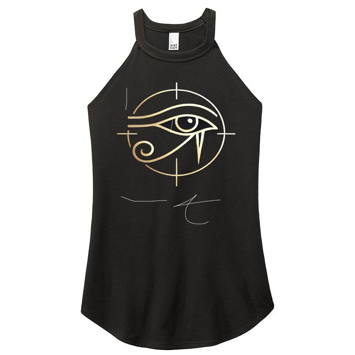 Egypt Eye Of Horus Golden Minimalist Symbol Modern Art Meaningful Gift Women's Perfect Tri Rocker Tank