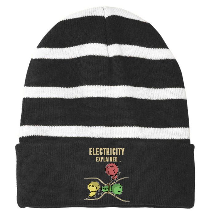 Electricity Explained Ohm Law Striped Beanie with Solid Band