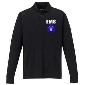 Ems Emt Paramedic Gift Emergency Medical Tech Performance Long Sleeve Polo