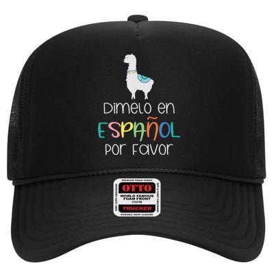 En Espanol Por Favor Maestra Bilingual Spanish Teacher High Crown Mesh Back Trucker Hat