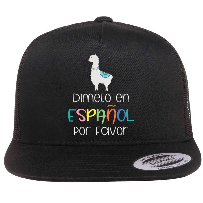 En Espanol Por Favor Maestra Bilingual Spanish Teacher Flat Bill Trucker Hat