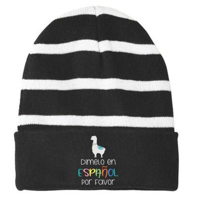 En Espanol Por Favor Maestra Bilingual Spanish Teacher Striped Beanie with Solid Band