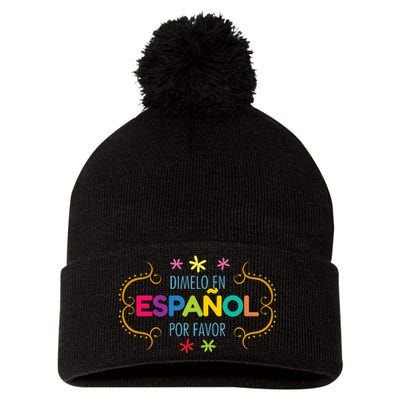 En Espanol Por Favor Spanish Bilingual Teacher Maestra Pom Pom 12in Knit Beanie