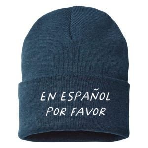 En Espaol Por Favor Spanish Teacher Funny Back To School Sustainable Knit Beanie