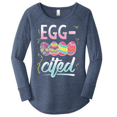 EggCited Easter Party Colorful Confetti Celebrate Women's Perfect Tri Tunic Long Sleeve Shirt