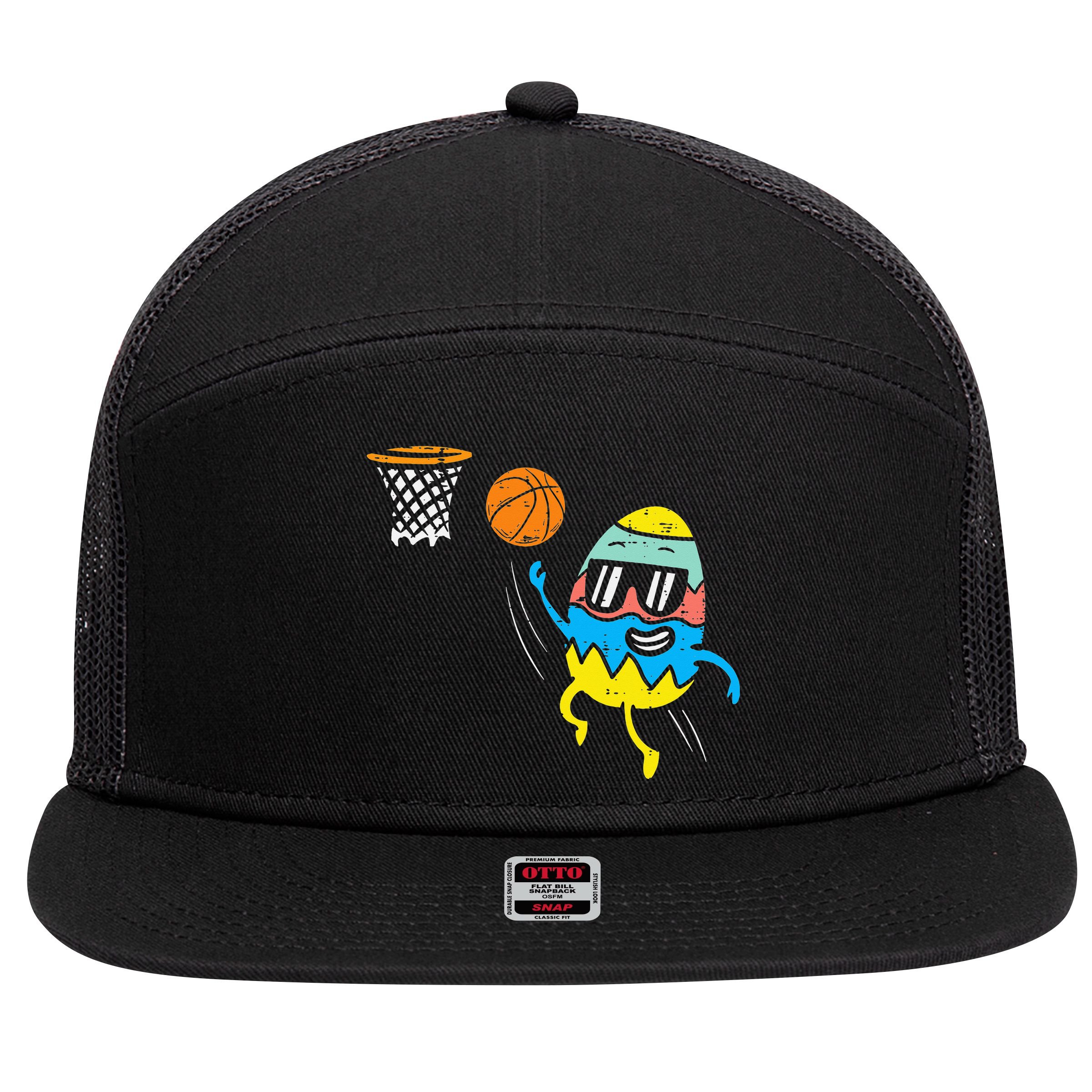 Easter Egg Playing Basketball Cute Sports 7 Panel Mesh Trucker Snapback Hat