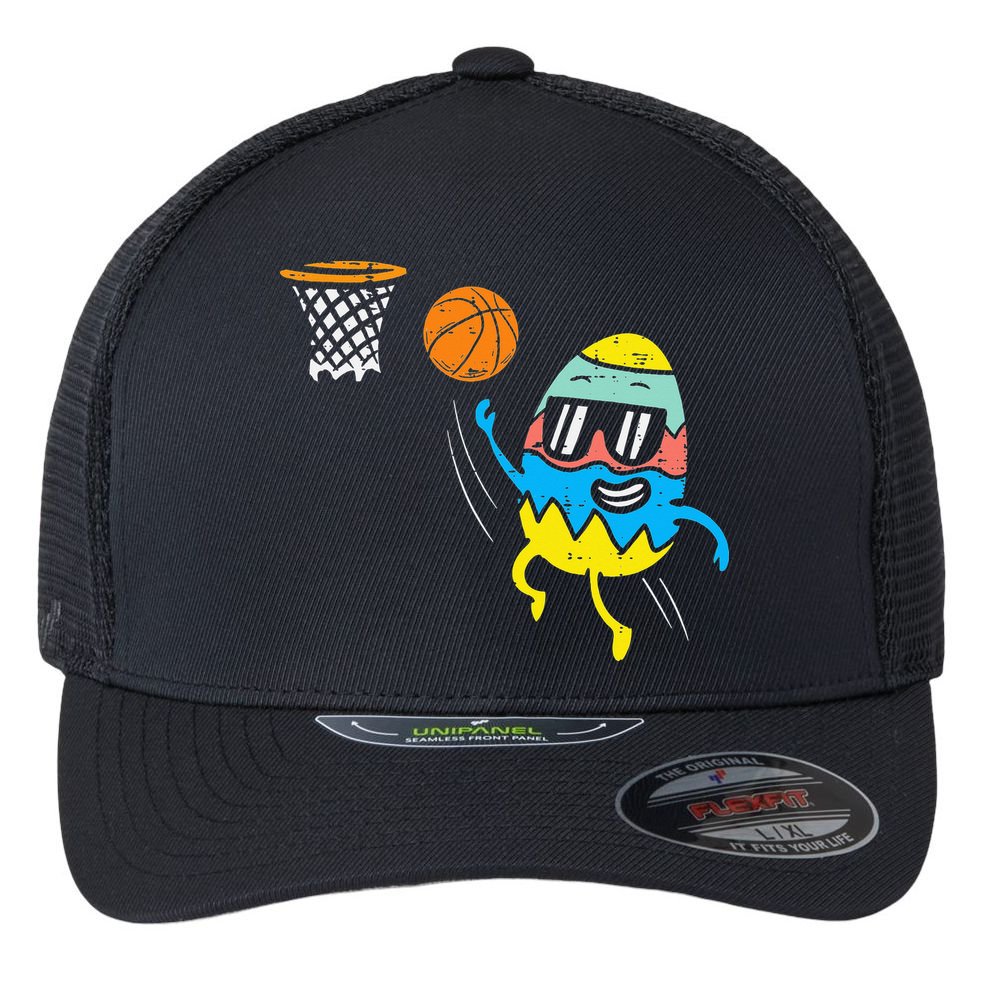Easter Egg Playing Basketball Cute Sports Flexfit Unipanel Trucker Cap