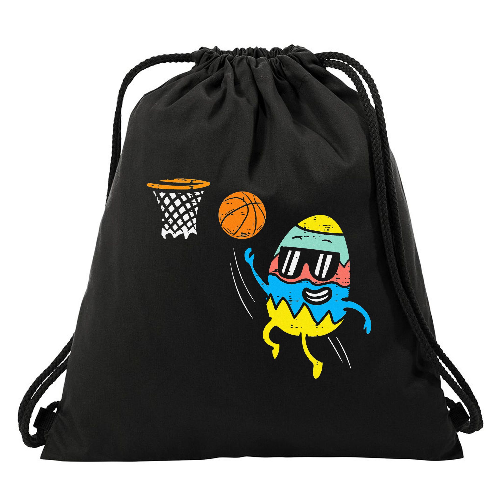 Easter Egg Playing Basketball Cute Sports Drawstring Bag