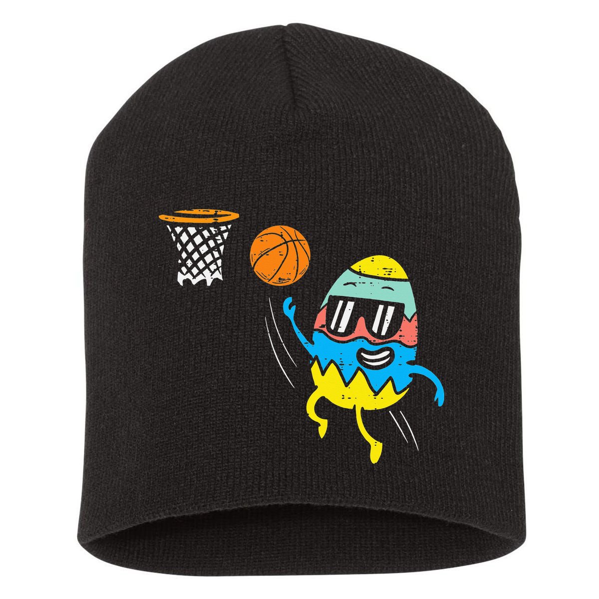 Easter Egg Playing Basketball Cute Sports Short Acrylic Beanie