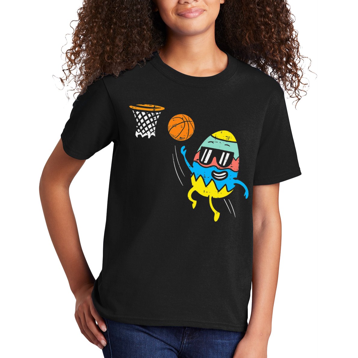 Easter Egg Playing Basketball Cute Sports Kids T-Shirt