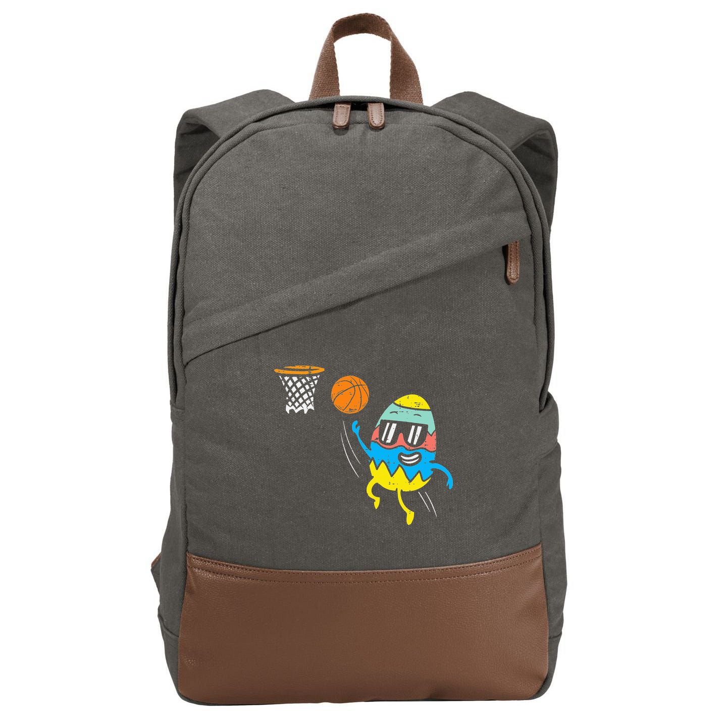 Easter Egg Playing Basketball Cute Sports Cotton Canvas Backpack