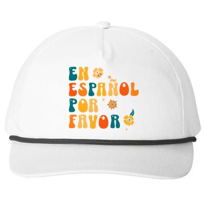 En EspañOl Por Favor Spanish Teacher Snapback Five-Panel Rope Hat