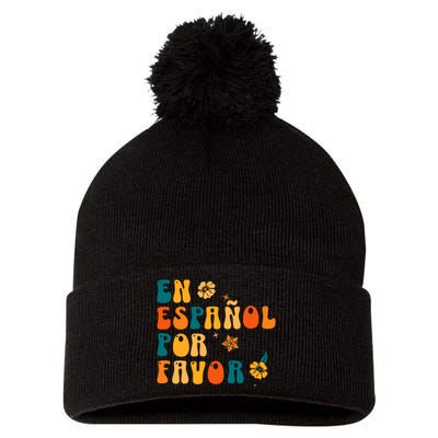 En EspañOl Por Favor Spanish Teacher Pom Pom 12in Knit Beanie