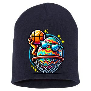 Easter Egg Playing Basketball Sports Short Acrylic Beanie