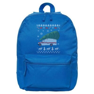 Ems Emt Paramedic First Responder Ugly Christmas Ambulance Gift 16 in Basic Backpack