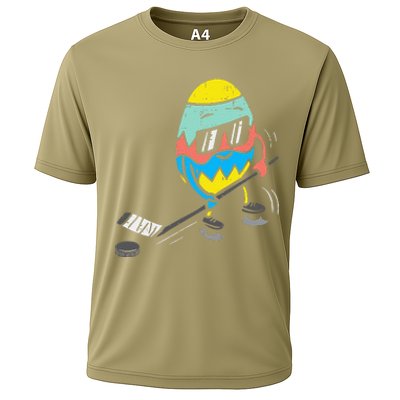 Easter Egg Playing Ice Hockey Cute Sports Cooling Performance Crew T-Shirt