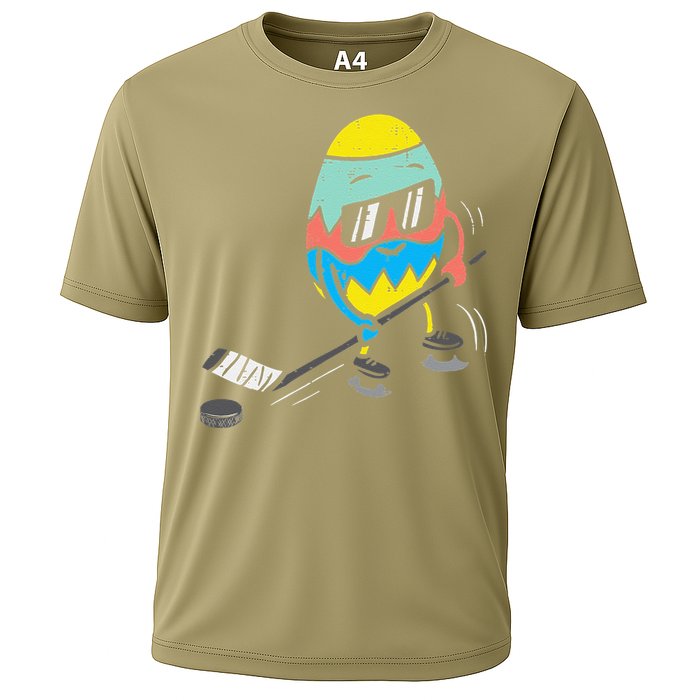 Easter Egg Playing Ice Hockey Cute Sports Cooling Performance Crew T-Shirt