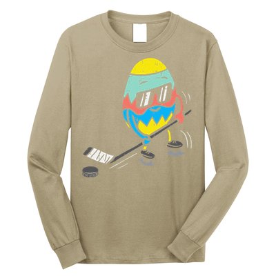 Easter Egg Playing Ice Hockey Cute Sports Long Sleeve Shirt