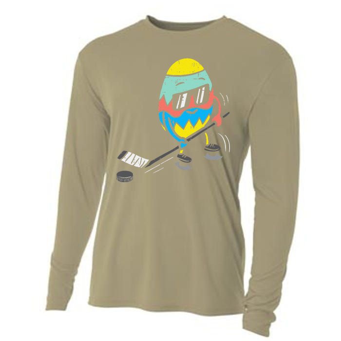 Easter Egg Playing Ice Hockey Cute Sports Cooling Performance Long Sleeve Crew