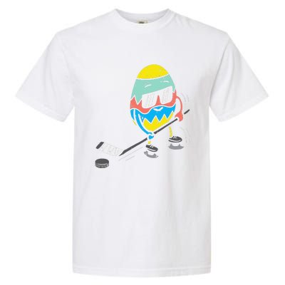 Easter Egg Playing Ice Hockey Cute Sports Garment-Dyed Heavyweight T-Shirt