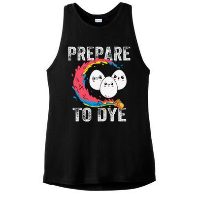 Easter Eggs PREPARE TO DYE Funny Easter Day Ladies PosiCharge Tri-Blend Wicking Tank