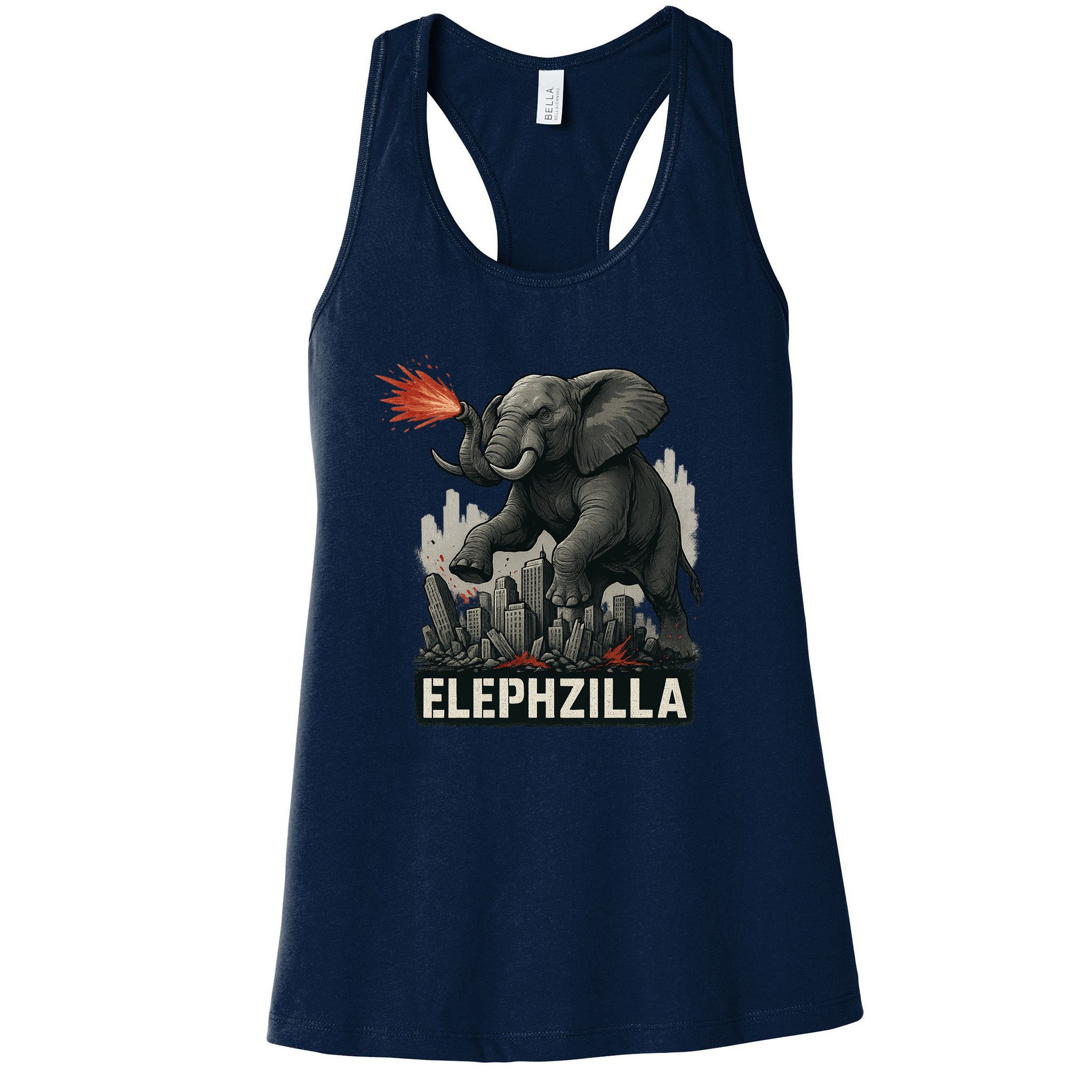Elephent Elephzilla Parody In Action Womens Tank Top