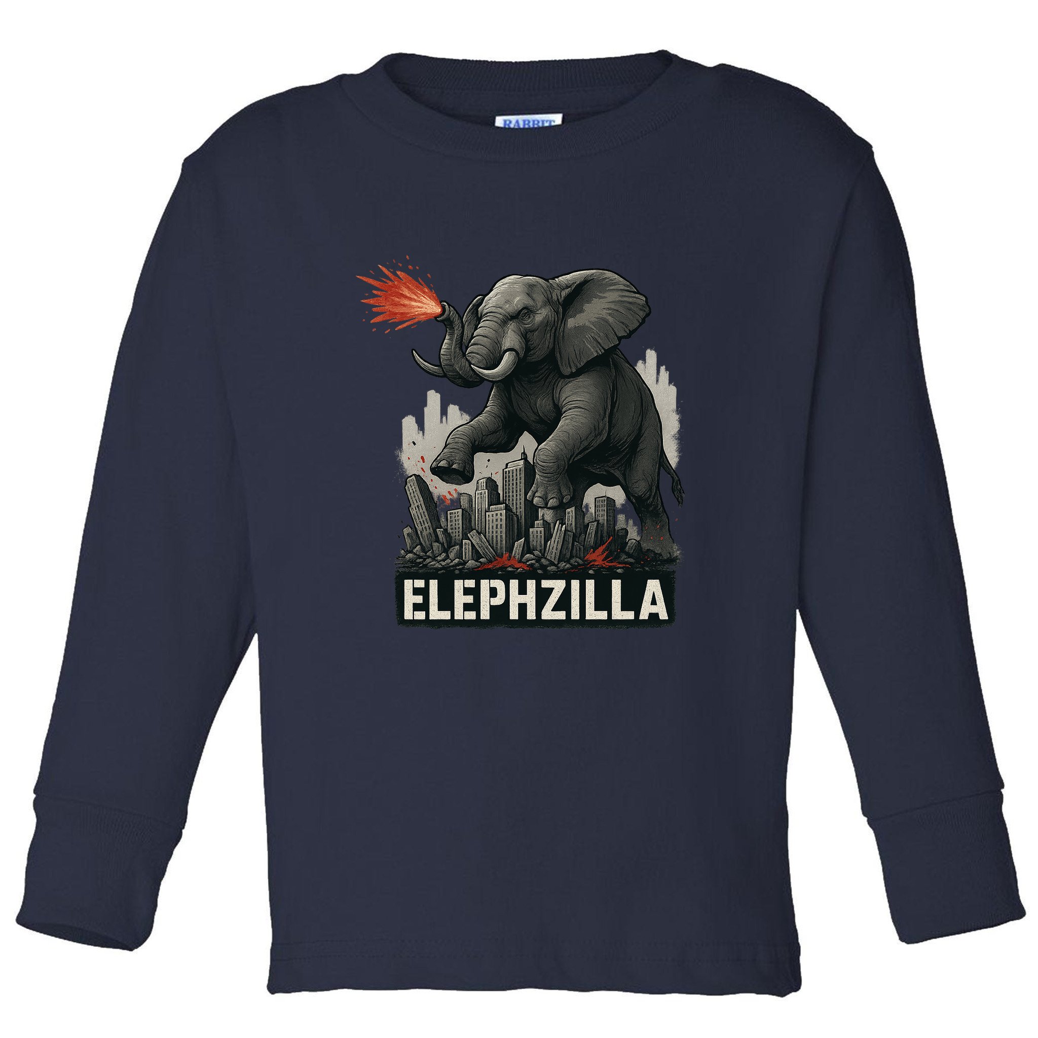Elephent Elephzilla Parody In Action Toddler Long Sleeve Shirt