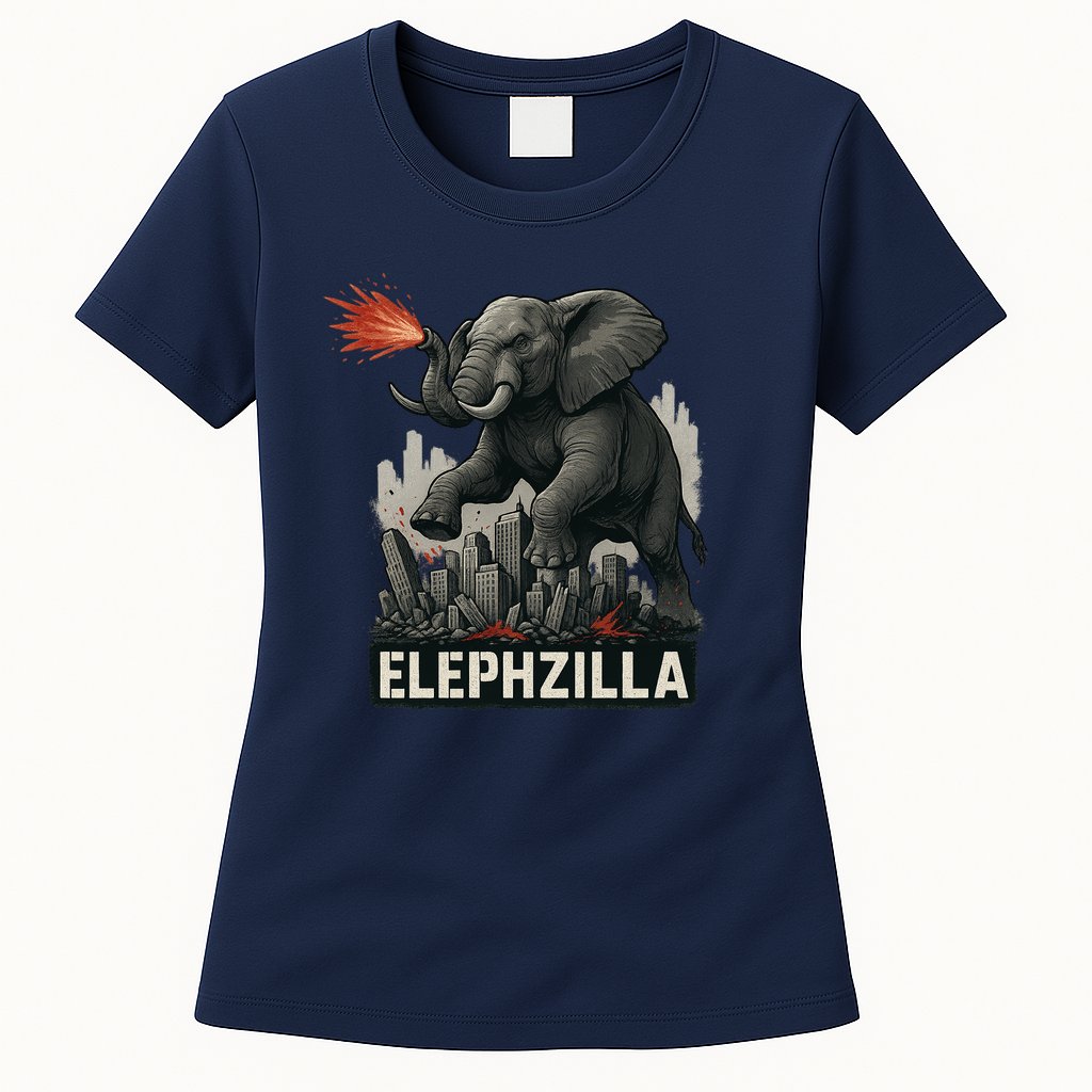 Elephent Elephzilla Parody In Action Womens T-Shirt